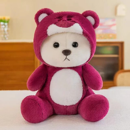 Hoodie Bear | Teddy Bear | Pink & Maroon - Cuddles