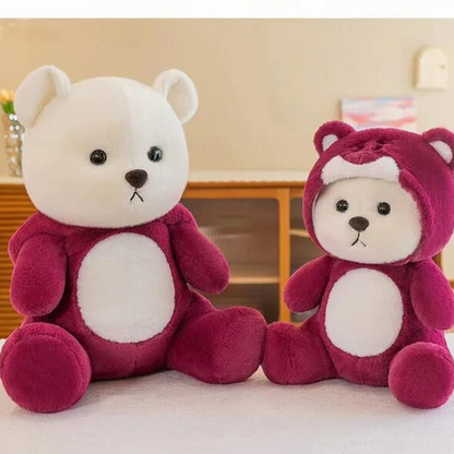 Hoodie Bear | Teddy Bear | Pink & Maroon - Cuddles