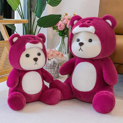 Hoodie Bear | Teddy Bear | Pink & Maroon - Cuddles