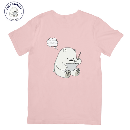 Note Bear | Baby Pink T Shirt| Drop Shoulder | Unisex - Cuddles