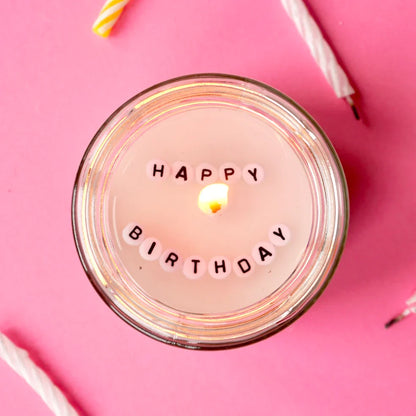 Happy Birthday | Hidden Message Candle | Strawberry Scented - Cuddles